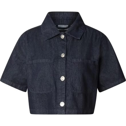 Urban Classics - Cropped Light Denim Blouse - L - Blauw