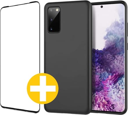 Hoesje en Screenprotector Combi Geschikt Voor Samsung S20 FE - Zwart Hoesje + Premium Screenprotector