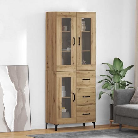 vidaXL - Highboard - Artisan - Eiken - 69,5 - x - 34 - x - 180 - cm - Bewerkt - hout
