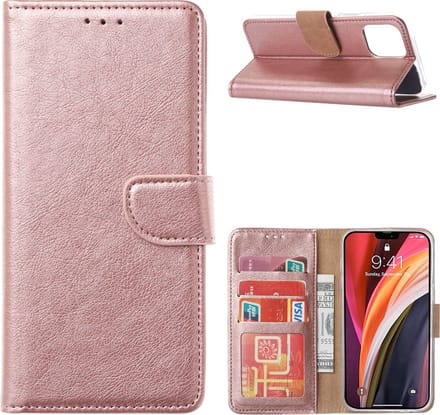 Cityhoesje - iPhone 14 Pro Max - Bookcase incl. Pasjeshouder - Roségoud