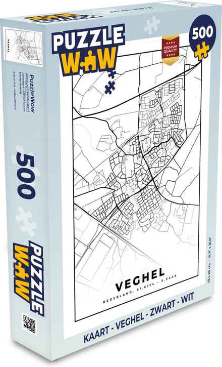 Puzzel Kaart - Veghel - Zwart - Wit - Legpuzzel - Puzzel 500 stukjes