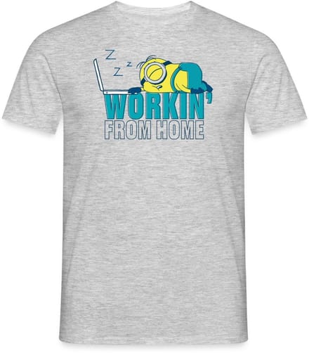 Minions Stuart Working From Home T-Shirt Heren