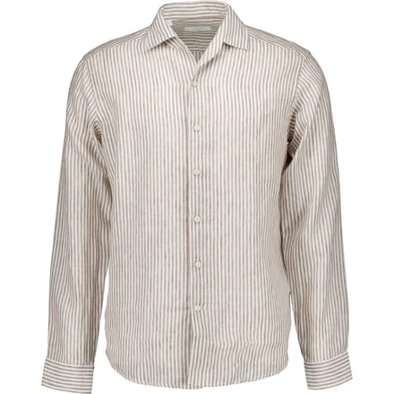 Eton Striped Linen Shirt Lange Mouw Overhemden Beige 100014794