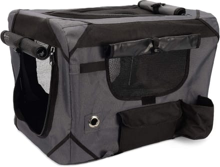 Luxe Zachte Reismand voor Honden met Opbergvak - Groot Grijs/Zwart