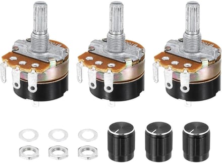 Variabele Weerstand - Potentiometer Set - Audio Volume Regeling - Lineaire Taper - 3 Stuks 100K Ohm - Zilver