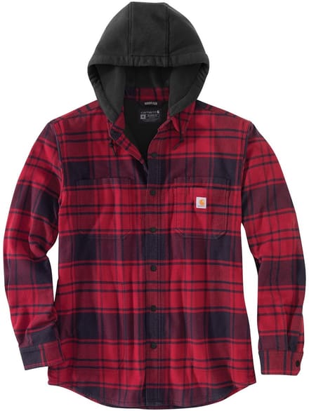 Carhartt Jasje van flanel met fleecevoering en capuchon, Jac Oxblood