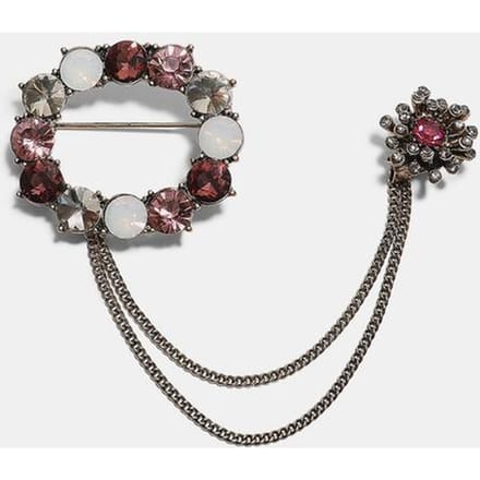 Stradivarius Broche met ketting en steentjes  Goud OS