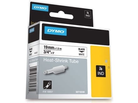 DYMO Rhino industriële Heat-Shrink Tube-labels | 19 mm x 1,5 m | zwarte afdruk op wit | voor Rhino labelprinters