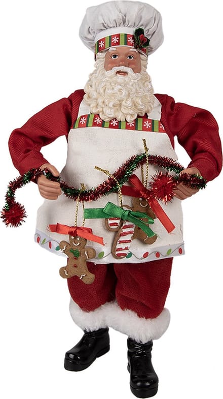 Clayre & Eef Beeld Kerstman 28 cm Rood Kunststof