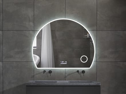 Mawialux LED Badkamerspiegel - Bluetooth en speakers - 120x96cm - Halfrond - Verwarming - Touchscreen - Dimbaar - Hannah PLUS