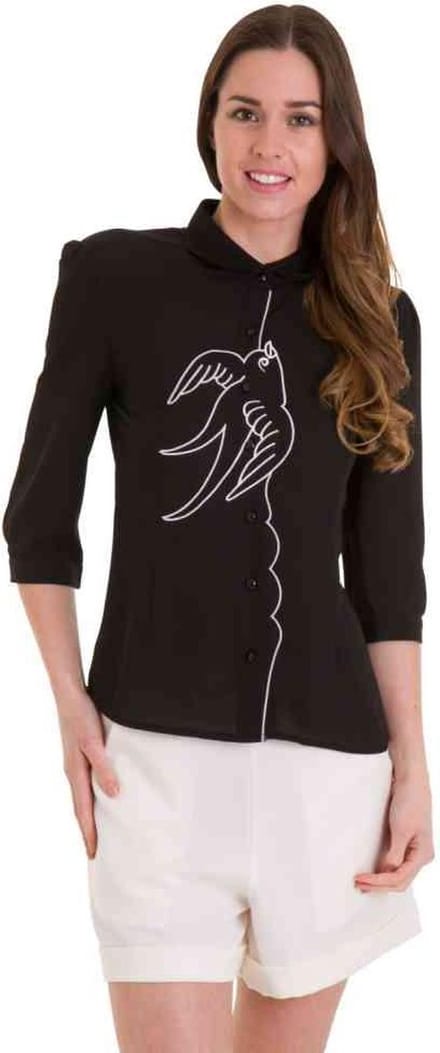 Dancing Days - FREE AS A BIRD Blouse - 4XL - Zwart