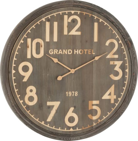 J-Line klok Grand Hotel - hout - naturel - large - Ø 79.5 cm