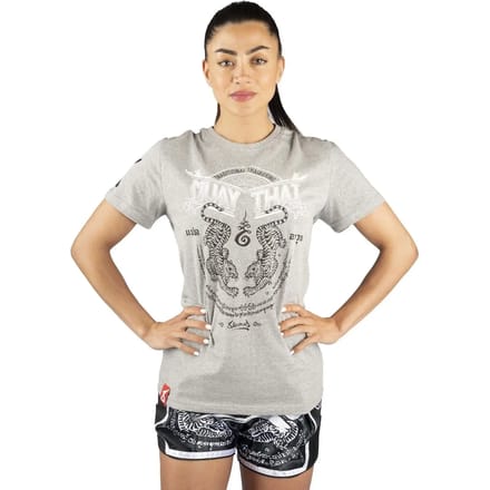 8 Weapons T Shirt Sak Yant Tigers Grijs Wit - L