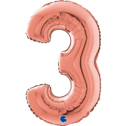 Grabo Balloons - Folieballon - Cijfer 3 - rose goud - 66cm