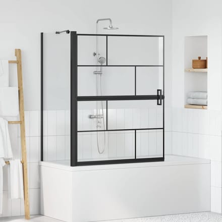 vidaXL - Bad - Douche - Scherm - Zwart - en - Transparant - 100 - x - 68 - x - 128 - cm