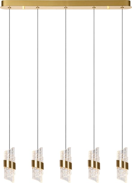 Lucide KLIGANDE - Hanglamp - LED Dimbaar - 5x7,8W 2700K - Mat Goud / Messing