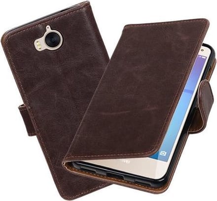 BestCases.nl Huawei Y5 2017 / Y6 2017 Pull-Up booktype hoesje Mocca