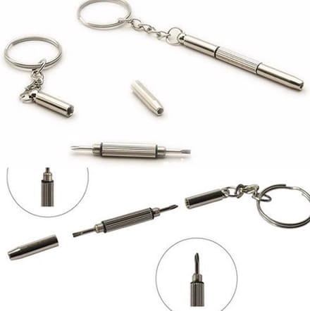 *** Bril Schroevendraaier Reperatie Set - Sleutelhanger 3 in 1 - Onderweg Survival - van Heble® ***