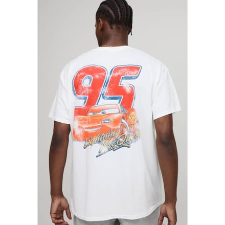 Wit Oversized Disney Cars License T-Shirt | White | Size Medium