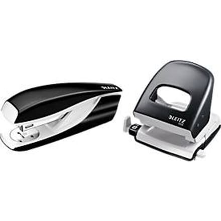 LEITZ® perforator + tafelnietmachine Wow SET, zwart