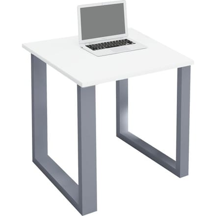 Houten bureau Computerbureau Werkbureau Kantoormeubilair Lona U Aluminium Zilver