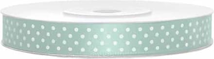 Partydeco - Satijn lint mint dots 12mm/rol 25m