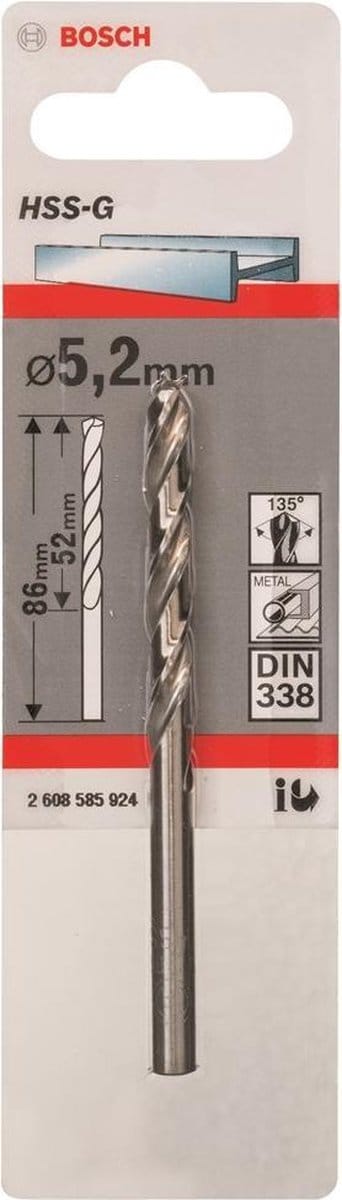 Bosch - Metaalboren HSS-G, Standard 5,2 x 52 x 86 mm