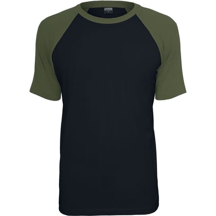 Urban Classics Raglan Contrast Tee Heren T-shirt - zwart/olijf - M