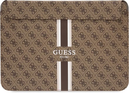 Guess 4G Printed Stripe Sleeve voor o.a. Apple MacBook (16") - Bruin