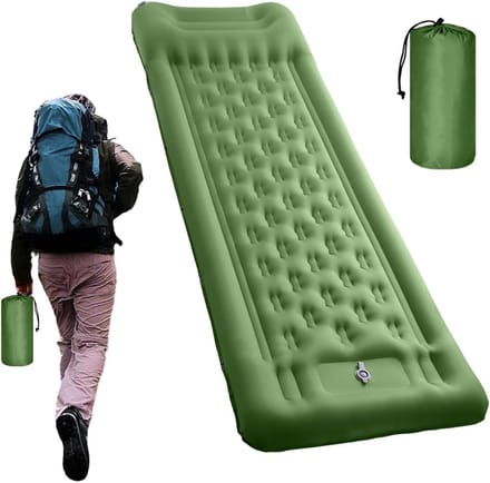 Opblaasbare Slaapmat - Kampeer Matras - Buiten Kamperen - Ingebouwde Voetpomp - 10.9 cm Dik - Olijfgroen
