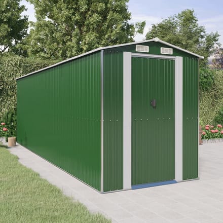 vidaXL - Tuinschuur - 192x606x223 - cm - gegalvaniseerd - staal - groen