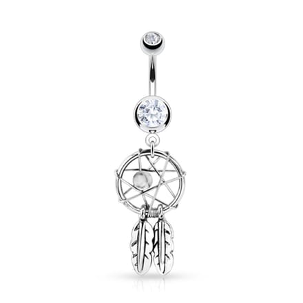 Navelpiercing dreamcatcher - zilver wit - LMPiercings