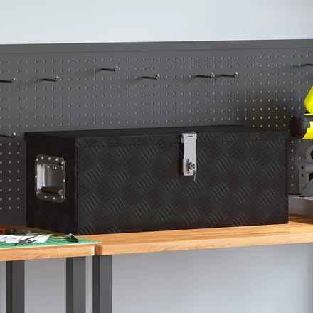 vidaXL - Opbergbox - 70x31x27 - cm - aluminium - zwart