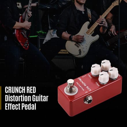 MOSKYAudio CRUNCH RED Distortion Gitaar Effectpedaal Volledig Metalen Behuizing True Bypass gray