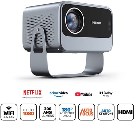 Lenco LPJ-960SI Beamer - Full HD 1080P - Wifi - Netflix - 300 ANSI lumen - LCD Projector