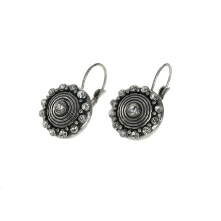 Behave - Ronde oorsteker met steentjes - Zilverkleur - Boho chic