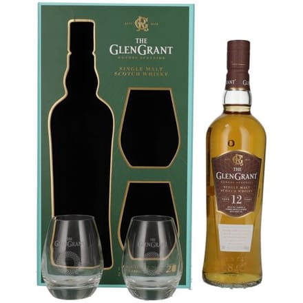 Glen Grant 12 Years Old Single Malt 43% Vol. 0,7l in geschenkverpakking met 2 Bril
