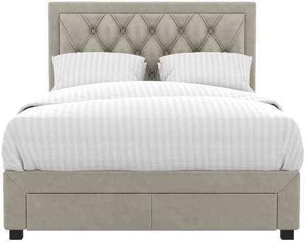 Vente-unique Bedframe fluweel beige 140 x 190 cm LEOPOLD