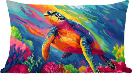 Sierkussens - Kussentjes Woonkamer - 60x40 cm - Koraal - Schildpad - Abstract - Water