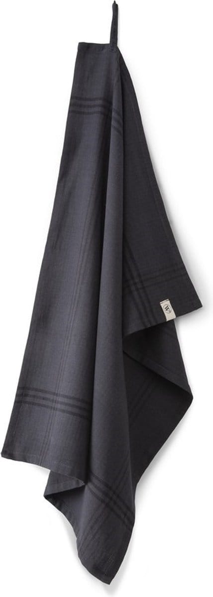 Walra Theedoek Line Out - 50x70 - 100% Katoen - Off Black