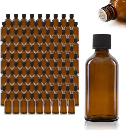 Oputec 105 x 50ml druppelflesjes – bruine apothekersflesjes met druppelinzet – lekvrij & kindveilig