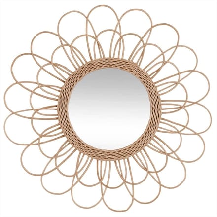 Rotan Spiegel Bloem D56 cm – Sfeervolle Wanddecoratie voor Binnen