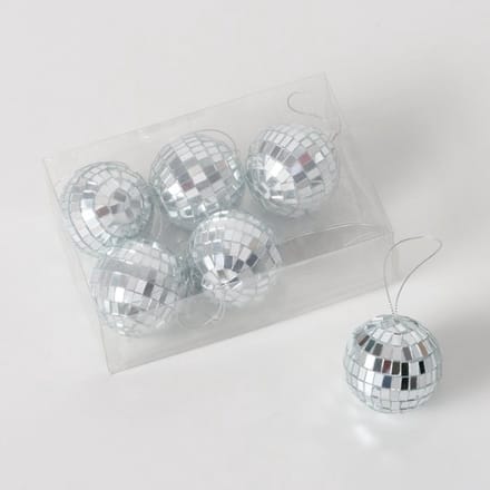 Boltze Home kerstbal glas disco 6 stuks zilver 5cm kerstversiering.