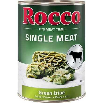 Dubbelpakket Rocco Single Meat 12 x 400 g Hondenvoer - Pure Groene Pens