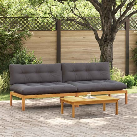 vidaXL - Midden - Sofa - Eenheid - 2 - st - Natuurlijk - en - Donkergrijs - Acaciahout