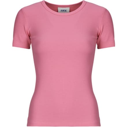 T-shirt met geribbelde ronde hals Model 'FRANKIE'