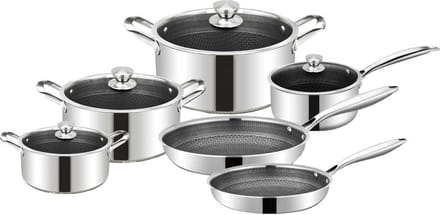Cheffinger Pannenset - 10-delig - RVS - Honingraat - Inductie