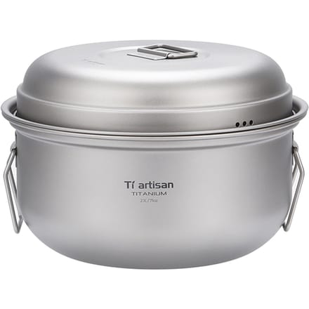 Titanium Stoompan Voorraadpot Set met Deksel Outdoor Camping Soep Stomen Pot Pan Mess Kit zilver