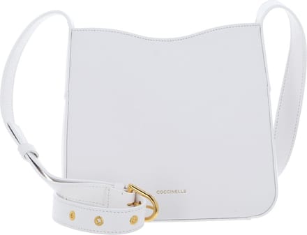 COCCINELLE Leren Schoudertas Dazz Mini Bag Grained Leather Brillant White Wit