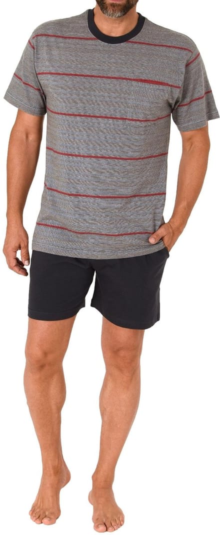 Herenpyjama met korte mouwen in Stripe Optics - Ook in Oversizes